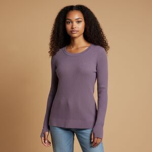 Athleta Ribbed Long Sleeve Top Purple Lilac Small